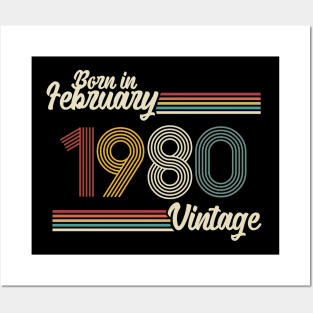 Vintage Born in February 1980 Posters and Art